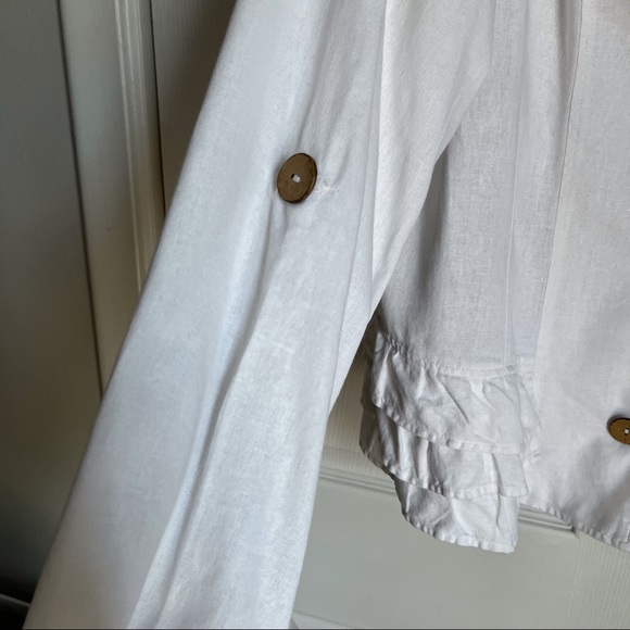 ANONYME WHITE LINEN BLEND WATERFALL DRAPED FRONT - Picture 6 of 10